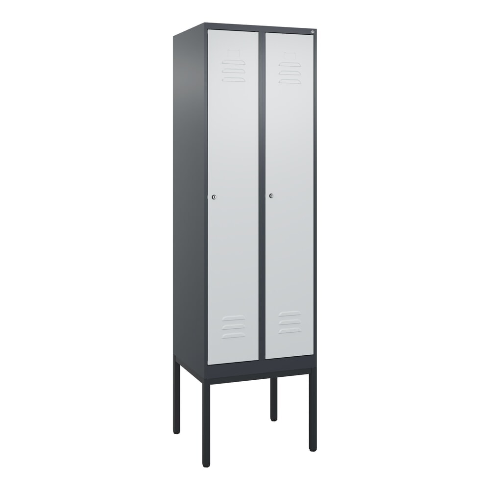 Produktabbildung Nr. 9: C+P Spind Classic PLUS, Gestell, 2 Abteile, HxBxT 2.120 x 600 x 500 mm, anthrazitgrau, lichtgrau, Zylinderschloss, ohne Mitteltrennwand