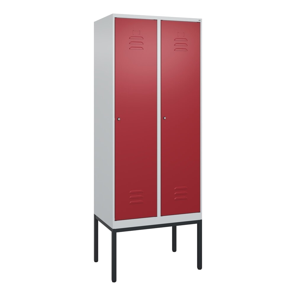 Produktabbildung Nr. 9: C+P Spind Classic PLUS, Gestell, 2 Abteile, HxBxT 2.120 x 800 x 500 mm, lichtgrau, rubinrot, Zylinderschloss, ohne Mitteltrennwand