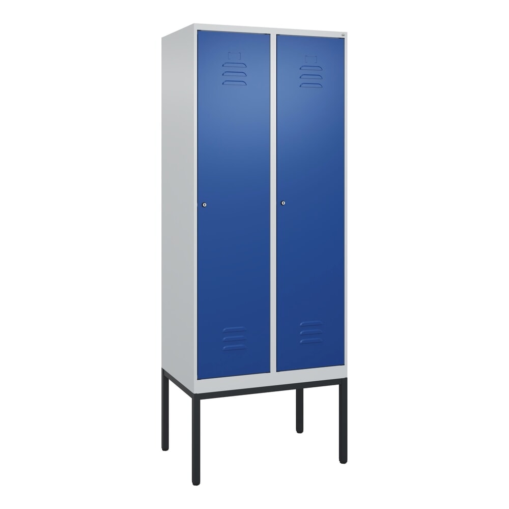 Produktabbildung Nr. 9: C+P Spind Classic PLUS, Gestell, 2 Abteile, HxBxT 2.120 x 800 x 500 mm, lichtgrau, enzianblau, Zylinderschloss, ohne Mitteltrennwand