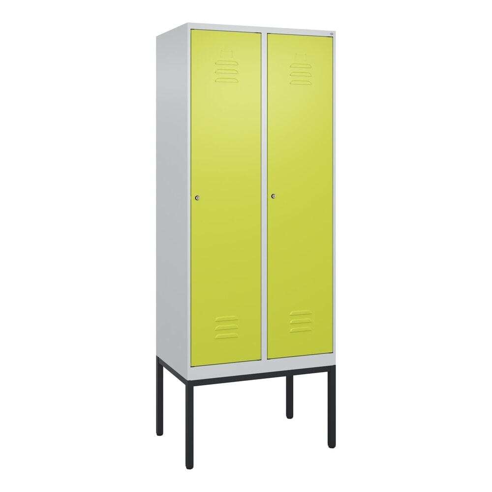 Produktabbildung Nr. 9: C+P Spind Classic PLUS, Gestell, 2 Abteile, HxBxT 2.120 x 800 x 500 mm, lichtgrau, clowngrün, Zylinderschloss, ohne Mitteltrennwand