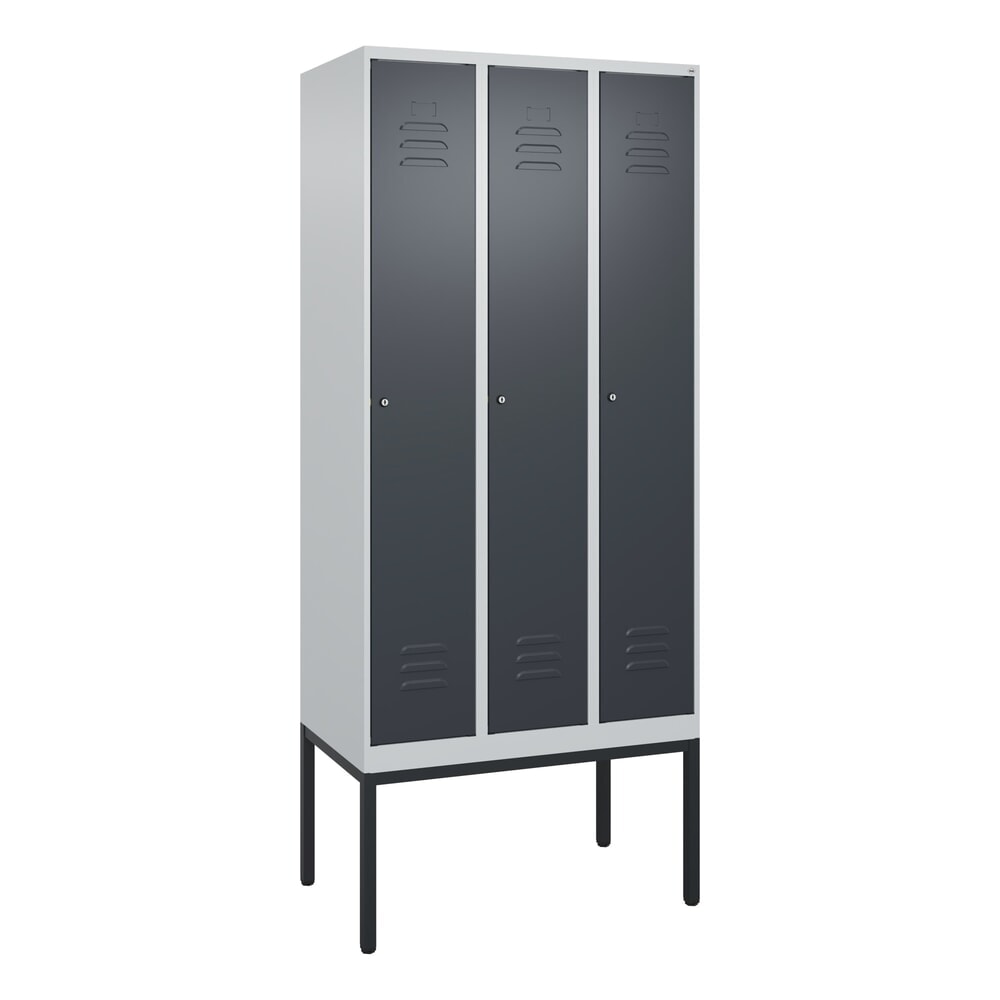 Produktabbildung Nr. 9: C+P Spind Classic PLUS, Gestell, 3 Abteile, HxBxT 2.120 x 900 x 500 mm, lichtgrau, anthrazitgrau, Zylinderschloss, ohne Mitteltrennwand