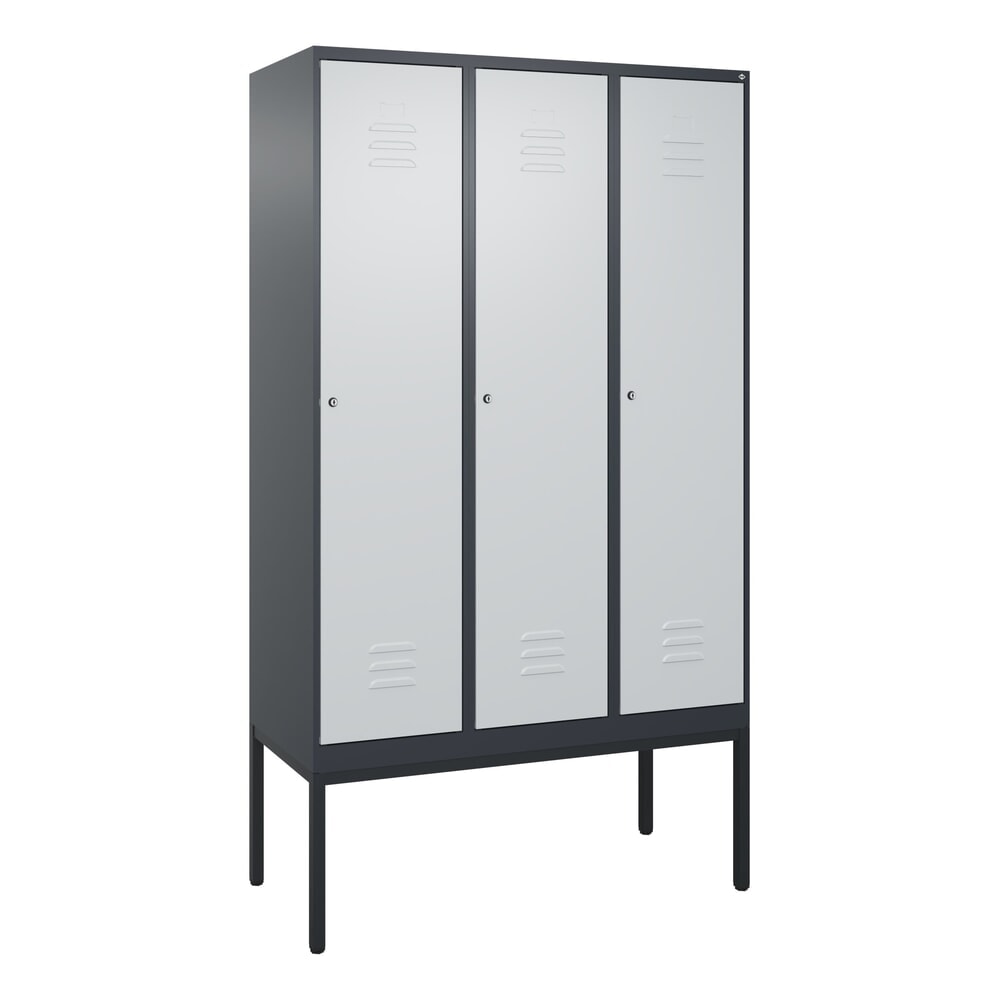 Produktabbildung Nr. 9: C+P Spind Classic PLUS, Gestell, 3 Abteile, HxBxT 2.120 x 1.200 x 500 mm, anthrazitgrau, lichtgrau, Zylinderschloss, ohne Mitteltrennwand