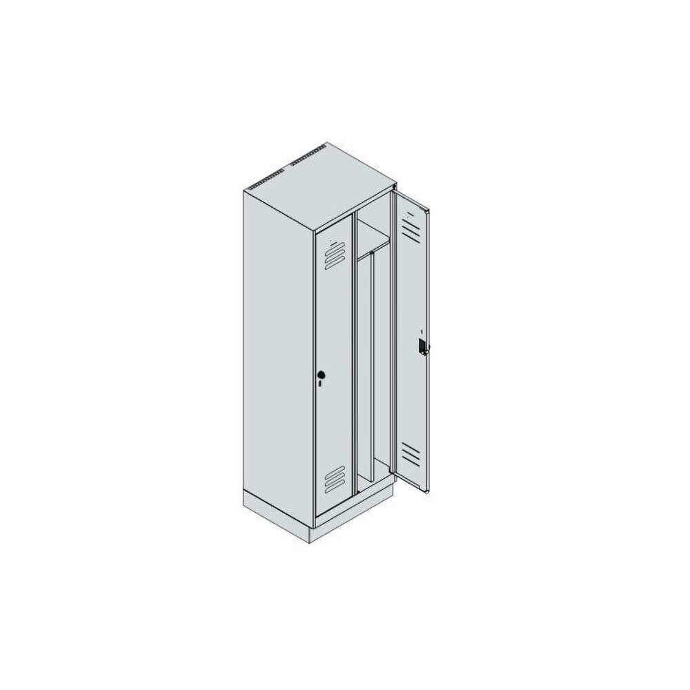 C+P Spind Classic PLUS, Sockel, 2 Abteile, HxBxT 1.950 x 600 x 500 mm, lichtgrau, enzianblau, Zylinderschloss, mit Mitteltrennwand Produktabbildung Nr. 8: C+P Spind Classic PLUS, Sockel, 2 Abteile, HxBxT 1.950 x 600 x 500 mm, lichtgrau, enzianblau, Zylinderschloss, mit Mitteltrennwand