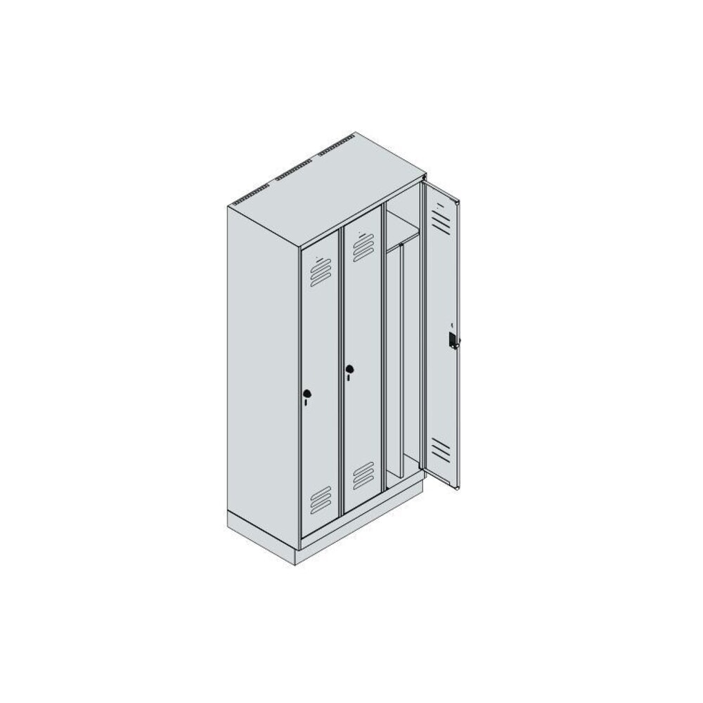 C+P Spind Classic PLUS, Sockel, 3 Abteile, HxBxT 1.950 x 900 x 500 mm, lichtgrau, anthrazitgrau, Zylinderschloss, mit Mitteltrennwand Produktabbildung Nr. 8: C+P Spind Classic PLUS, Sockel, 3 Abteile, HxBxT 1.950 x 900 x 500 mm, lichtgrau, anthrazitgrau, Zylinderschloss, mit Mitteltrennwand