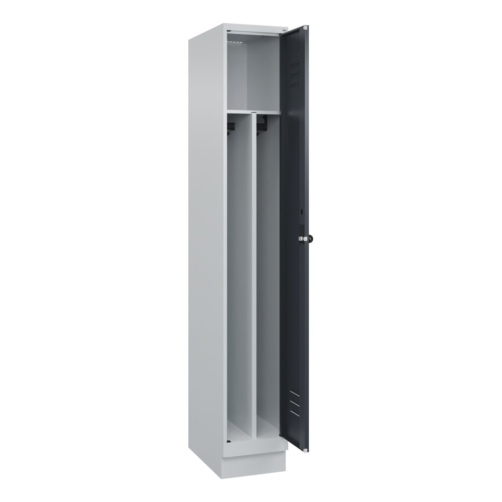 Produktabbildung: C+P Spind Classic PLUS, Sockel, 1 Abteil, HxBxT 1.950 x 300 x 500 mm, lichtgrau, anthrazitgrau, für Vorhängeschloss, mit Mitteltrennwand