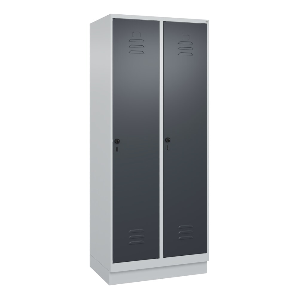 Produktabbildung Nr. 9: C+P Spind Classic PLUS, Sockel, 2 Abteile, HxBxT 1.950 x 800 x 500 mm, lichtgrau, anthrazitgrau, für Vorhängeschloss, mit Mitteltrennwand