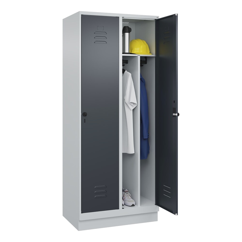 Produktabbildung Nr. 10: C+P Spind Classic PLUS, Sockel, 2 Abteile, HxBxT 1.950 x 800 x 500 mm, lichtgrau, anthrazitgrau, für Vorhängeschloss, mit Mitteltrennwand