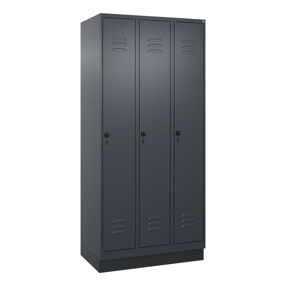 Produktabbildung Nr. 9: C+P Spind Classic PLUS, Sockel, 3 Abteile, HxBxT 1.950 x 900 x 500 mm, anthrazitgrau, anthrazitgrau, für Vorhängeschloss, mit Mitteltrennwand