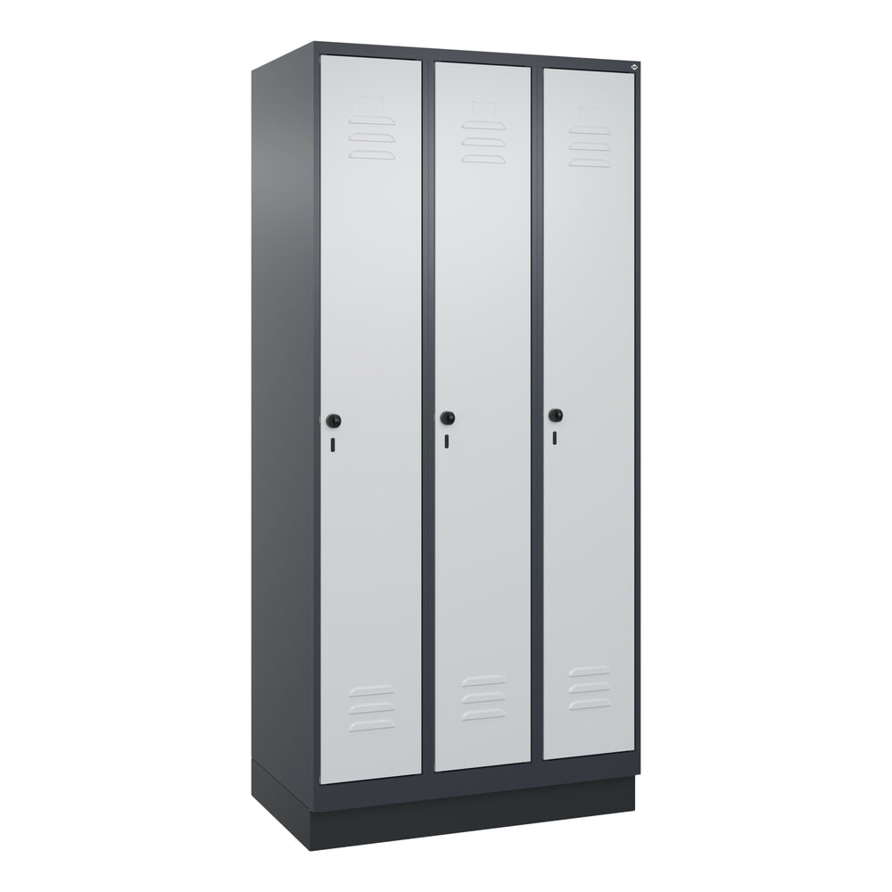 Produktabbildung Nr. 9: C+P Spind Classic PLUS, Sockel, 3 Abteile, HxBxT 1.950 x 900 x 500 mm, anthrazitgrau, lichtgrau, für Vorhängeschloss, mit Mitteltrennwand