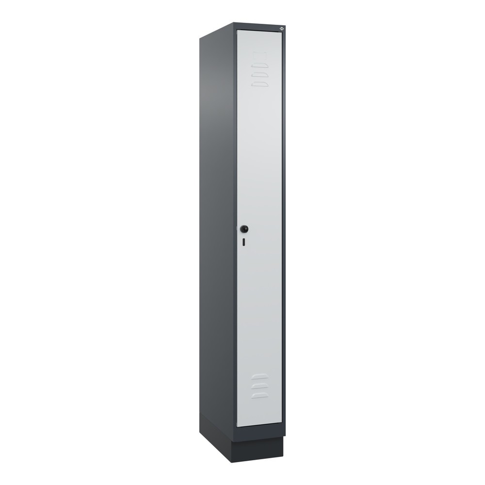Produktabbildung: C+P Spind Classic PLUS, Sockel, 1 Abteil, HxBxT 1.950 x 250 x 500 mm, anthrazitgrau, lichtgrau, für Vorhängeschloss, ohne Mitteltrennwand