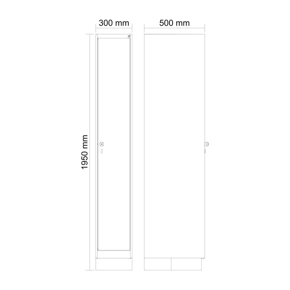 Produktabbildung Nr. 7: C+P Spind Classic PLUS, Sockel, 1 Abteil, HxBxT 1.950 x 300 x 500 mm, lichtgrau, anthrazitgrau, für Vorhängeschloss, ohne Mitteltrennwand