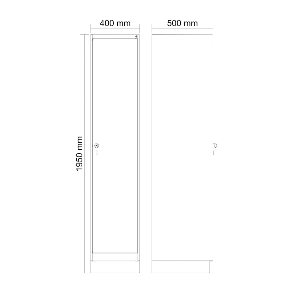 Produktabbildung Nr. 7: C+P Spind Classic PLUS, Sockel, 1 Abteil, HxBxT 1.950 x 400 x 500 mm, lichtgrau, enzianblau, für Vorhängeschloss, ohne Mitteltrennwand