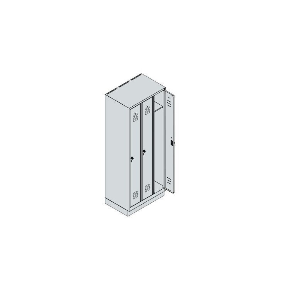 Produktabbildung Nr. 9: C+P Spind Classic PLUS, Sockel, 3 Abteile, HxBxT 1.950 x 750 x 500 mm, lichtgrau, rubinrot, Zylinderschloss, ohne Mitteltrennwand