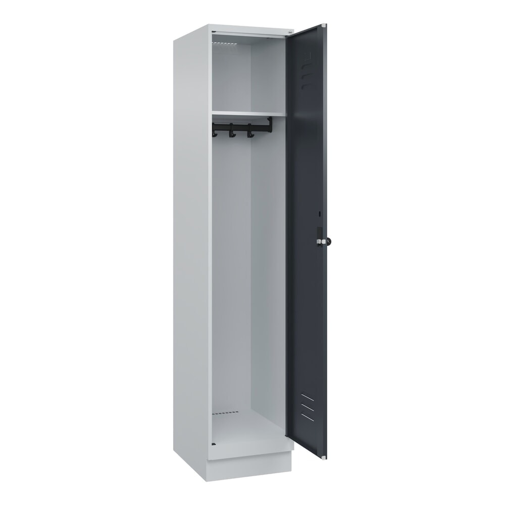 Produktabbildung: C+P Spind Classic PLUS, Sockel, 1 Abteil, HxBxT 1.950 x 400 x 500 mm, lichtgrau, anthrazitgrau, für Vorhängeschloss, ohne Mitteltrennwand
