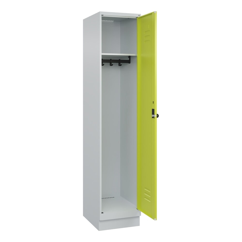 Produktabbildung: C+P Spind Classic PLUS, Sockel, 1 Abteil, HxBxT 1.950 x 400 x 500 mm, lichtgrau, clowngrün, für Vorhängeschloss, ohne Mitteltrennwand