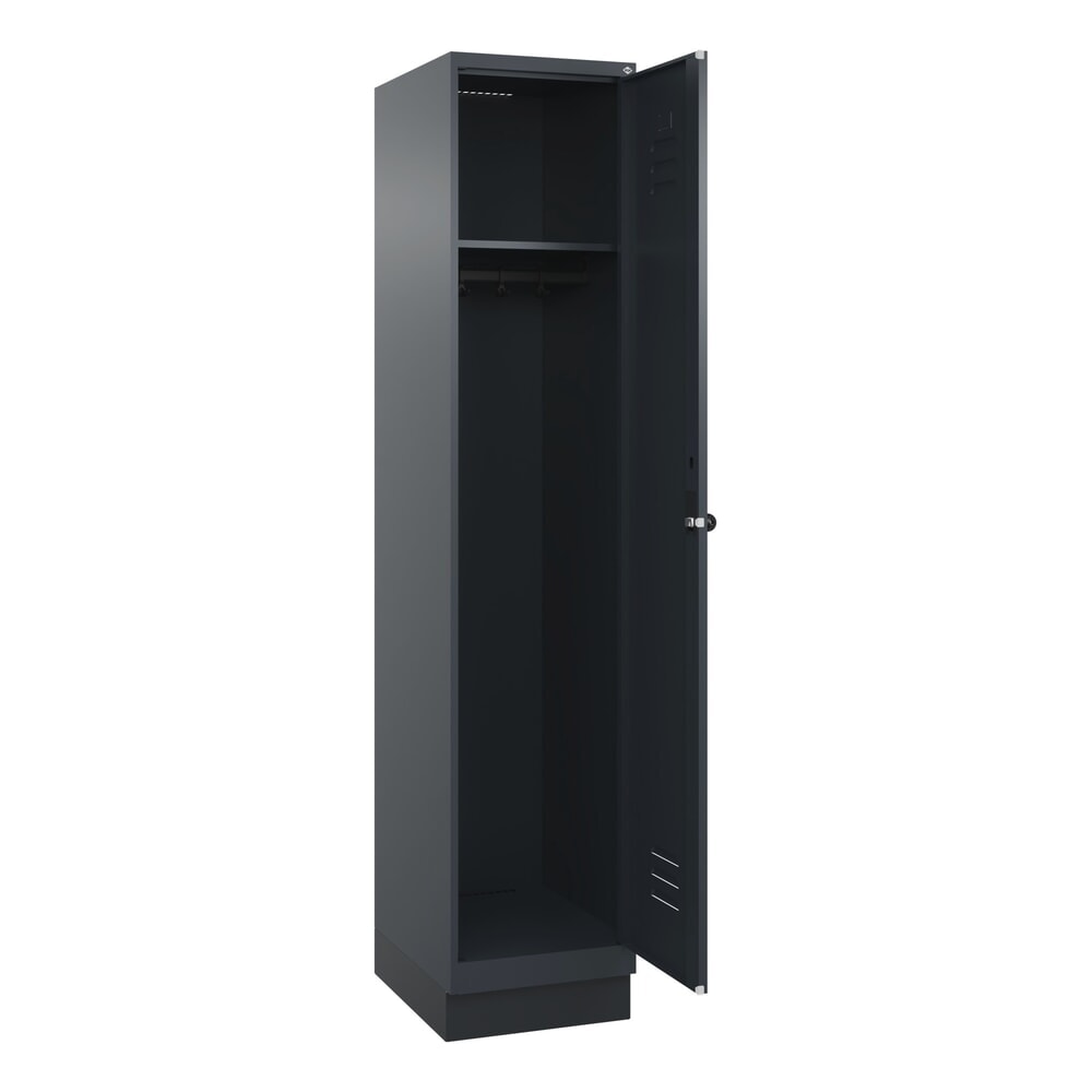 Produktabbildung: C+P Spind Classic PLUS, Sockel, 1 Abteil, HxBxT 1.950 x 400 x 500 mm, anthrazitgrau, anthrazitgrau, für Vorhängeschloss, ohne Mitteltrennwand