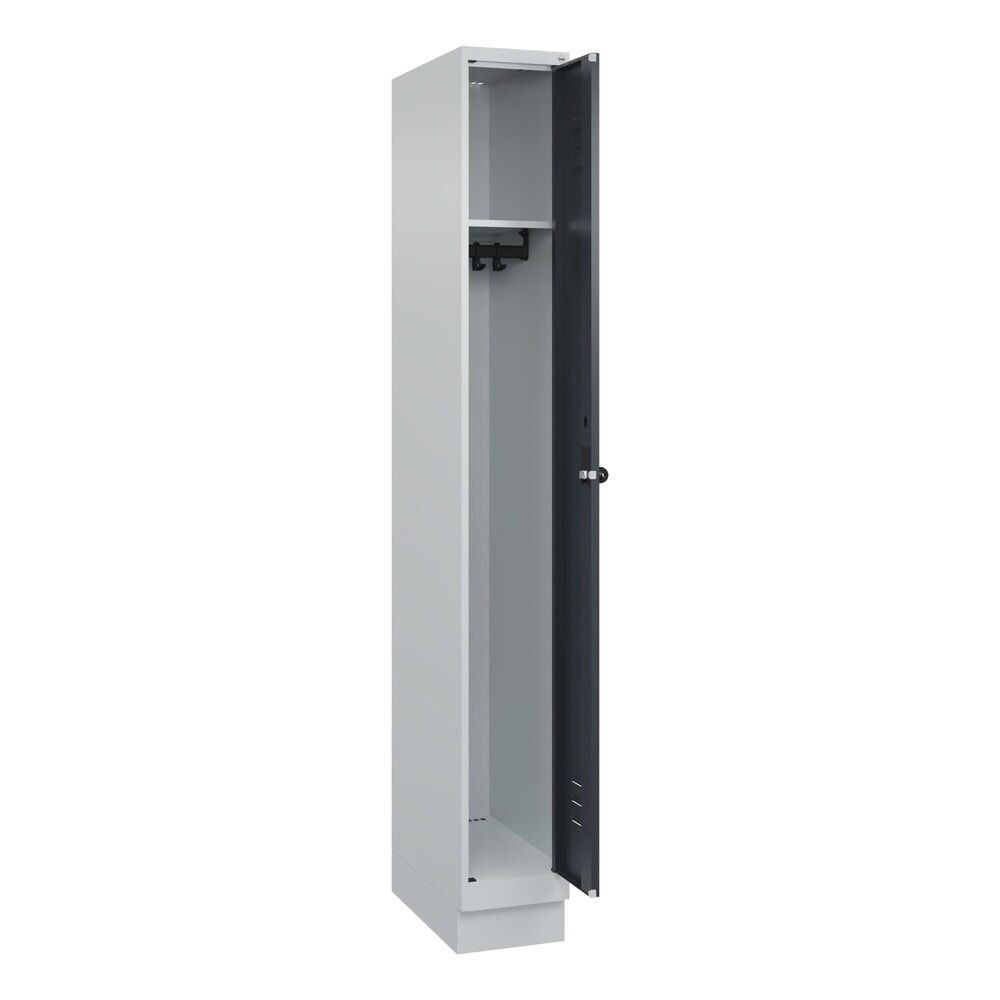 Produktabbildung: C+P Spind Classic PLUS, Sockel, 1 Abteil, HxBxT 1.950 x 250 x 500 mm, lichtgrau, anthrazitgrau, für Vorhängeschloss, ohne Mitteltrennwand
