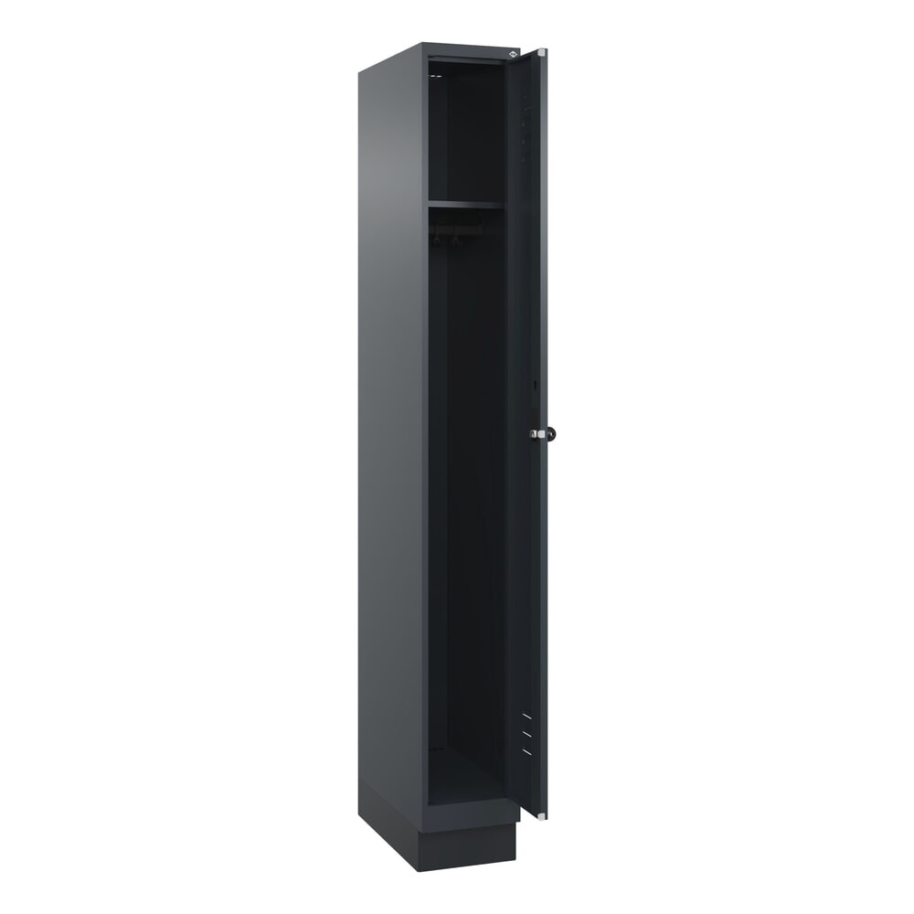 Produktabbildung: C+P Spind Classic PLUS, Sockel, 1 Abteil, HxBxT 1.950 x 250 x 500 mm, anthrazitgrau, anthrazitgrau, für Vorhängeschloss, ohne Mitteltrennwand