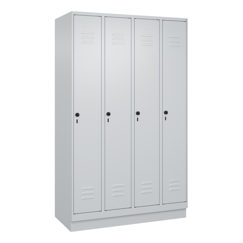 Produktabbildung Nr. 9: C+P Spind Classic PLUS, Sockel, 4 Abteile, HxBxT 1.950 x 1.200 x 500 mm, lichtgrau, lichtgrau, für Vorhängeschloss, ohne Mitteltrennwand