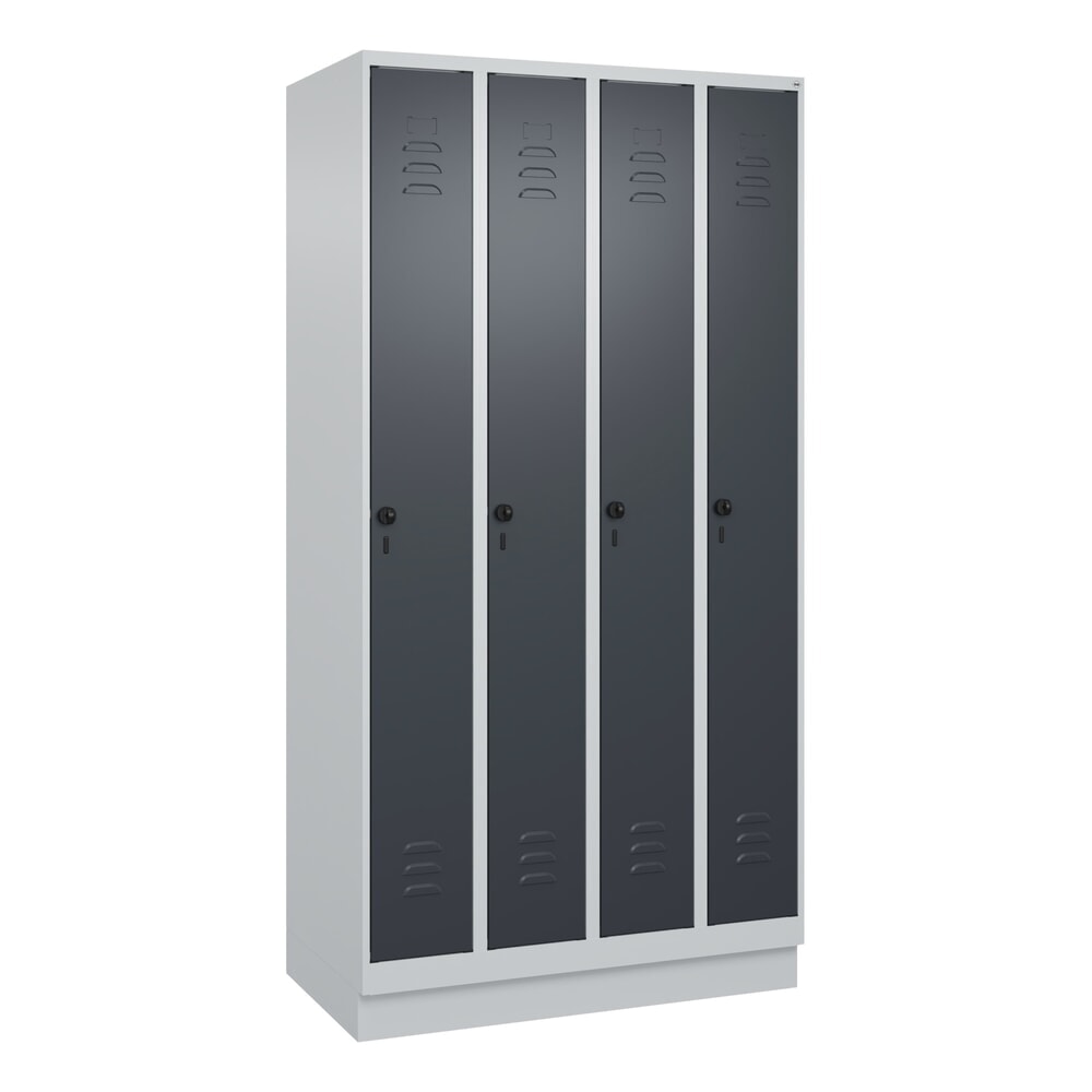 Produktabbildung Nr. 9: C+P Spind Classic PLUS, Sockel, 4 Abteile, HxBxT 1.950 x 1.000 x 500 mm, lichtgrau, anthrazitgrau, für Vorhängeschloss, ohne Mitteltrennwand