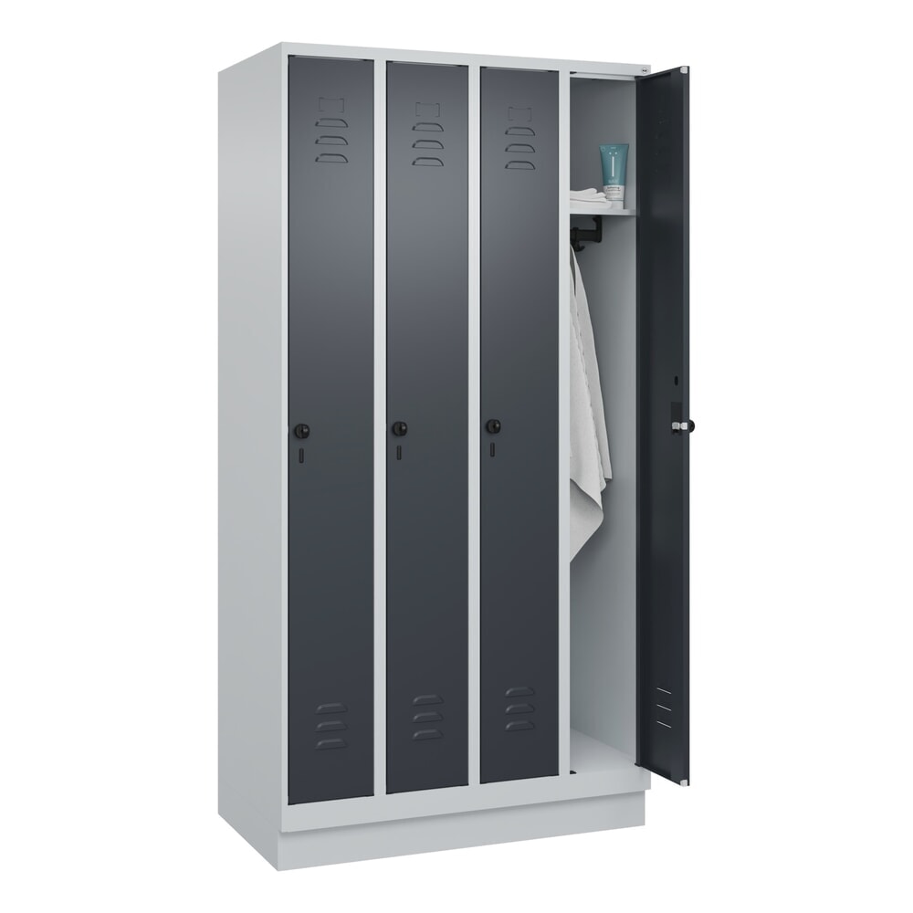 Produktabbildung Nr. 10: C+P Spind Classic PLUS, Sockel, 4 Abteile, HxBxT 1.950 x 1.000 x 500 mm, lichtgrau, anthrazitgrau, für Vorhängeschloss, ohne Mitteltrennwand