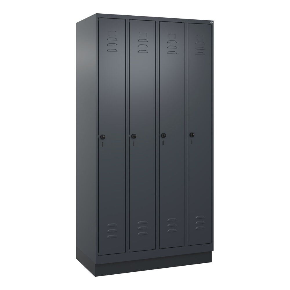 Produktabbildung Nr. 9: C+P Spind Classic PLUS, Sockel, 4 Abteile, HxBxT 1.950 x 1.000 x 500 mm, anthrazitgrau, anthrazitgrau, für Vorhängeschloss, ohne Mitteltrennwand