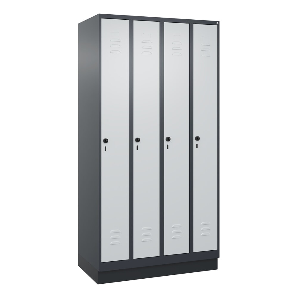 Produktabbildung Nr. 9: C+P Spind Classic PLUS, Sockel, 4 Abteile, HxBxT 1.950 x 1.000 x 500 mm, anthrazitgrau, lichtgrau, für Vorhängeschloss, ohne Mitteltrennwand