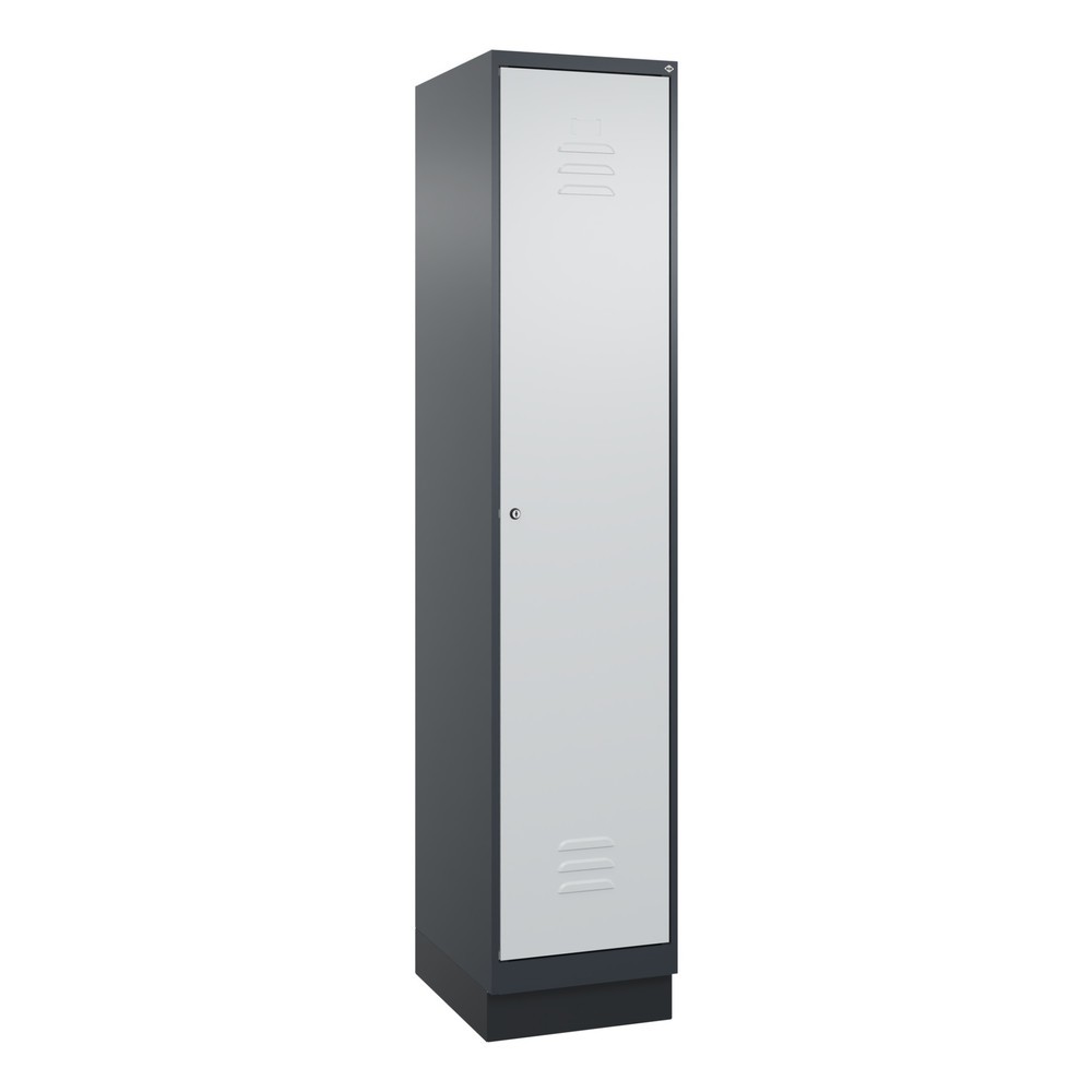 Produktabbildung: C+P Spind Classic PLUS, Sockel, 1 Abteil, HxBxT 1.950 x 400 x 500 mm, anthrazitgrau, lichtgrau, Zylinderschloss, mit Mitteltrennwand