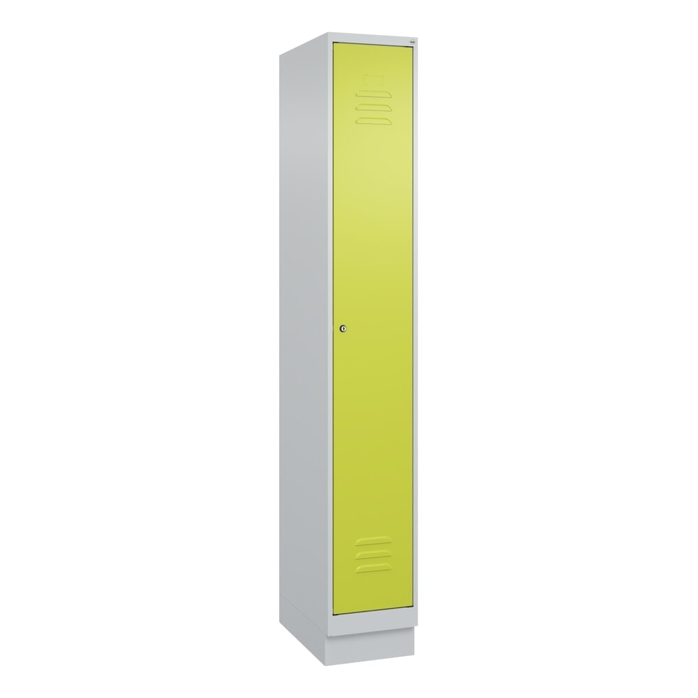 Produktabbildung Nr. 9: C+P Spind Classic PLUS, Sockel, 1 Abteil, HxBxT 1.950 x 300 x 500 mm, lichtgrau, clowngrün, Zylinderschloss, mit Mitteltrennwand