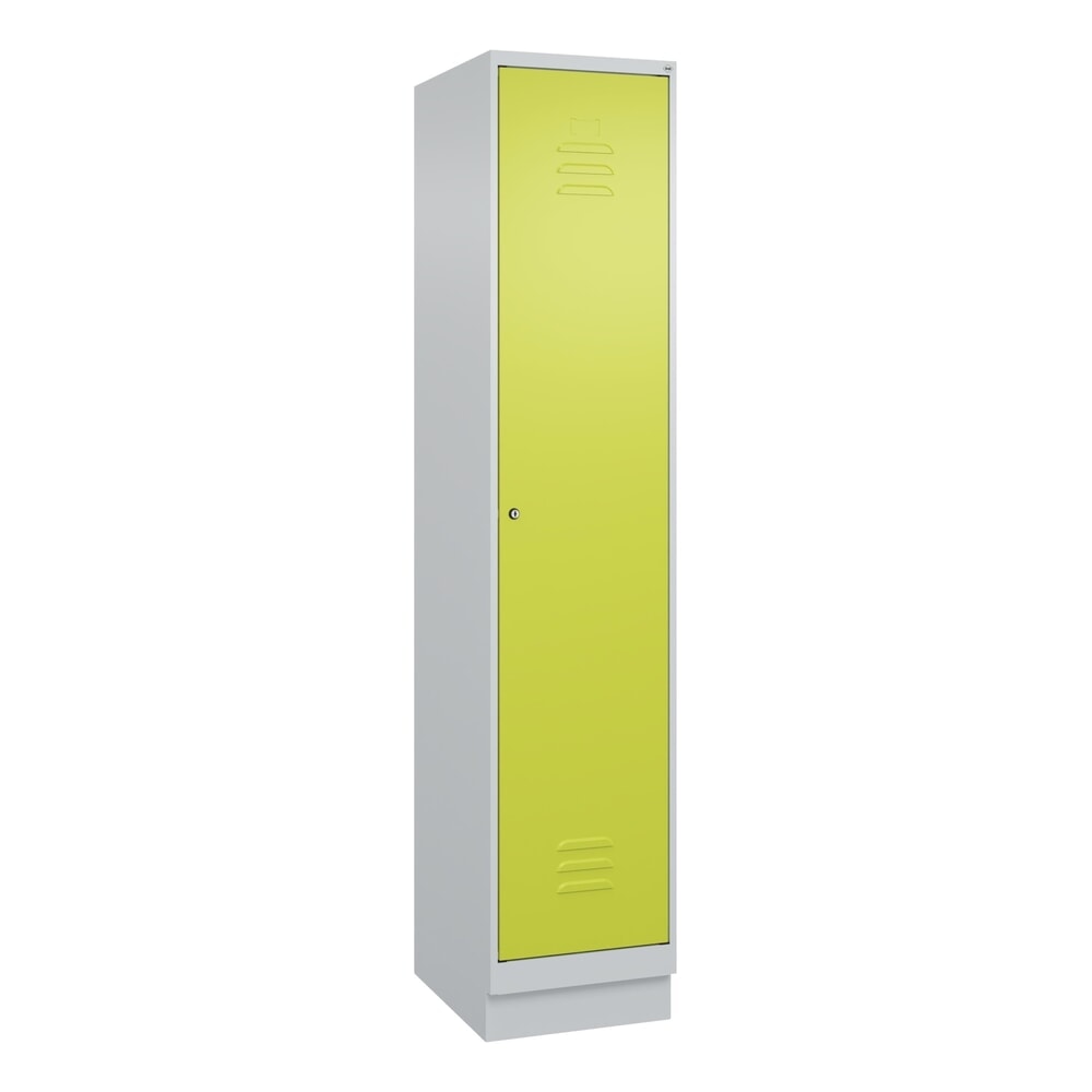 Produktabbildung Nr. 9: C+P Spind Classic PLUS, Sockel, 1 Abteil, HxBxT 1.950 x 400 x 500 mm, lichtgrau, clowngrün, Zylinderschloss, mit Mitteltrennwand