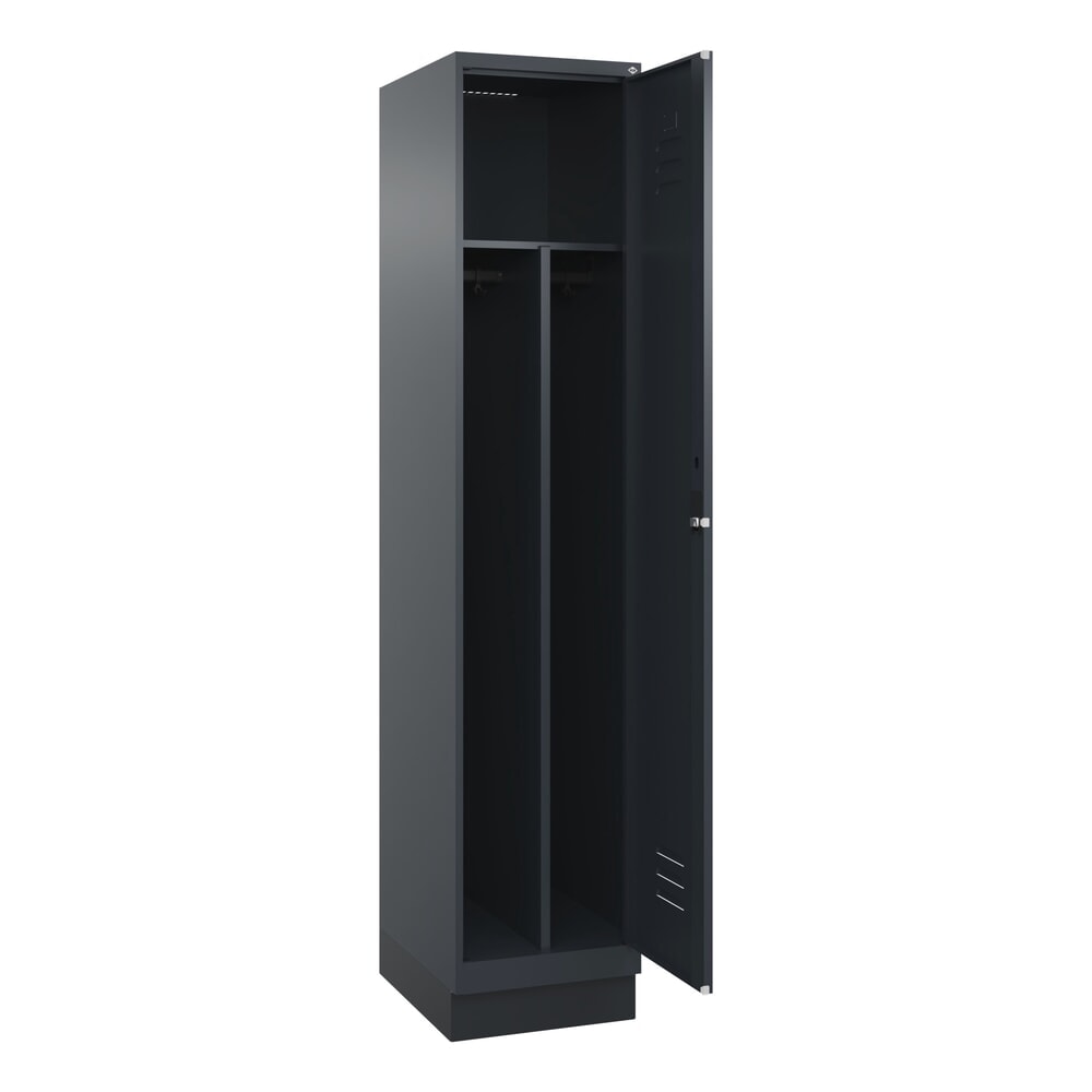 Produktabbildung: C+P Spind Classic PLUS, Sockel, 1 Abteil, HxBxT 1.950 x 400 x 500 mm, anthrazitgrau, anthrazitgrau, Zylinderschloss, mit Mitteltrennwand