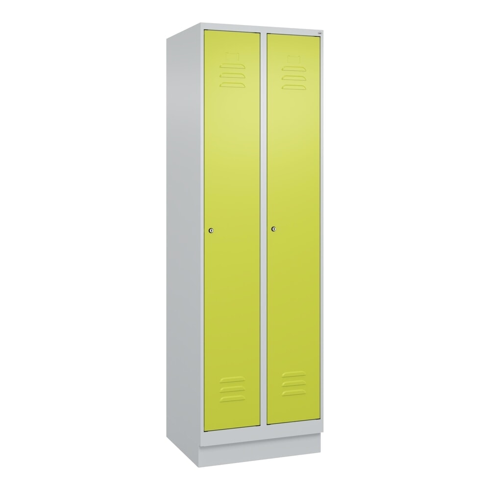 Produktabbildung Nr. 9: C+P Spind Classic PLUS, Sockel, 2 Abteile, HxBxT 1.950 x 600 x 500 mm, lichtgrau, clowngrün, Zylinderschloss, mit Mitteltrennwand