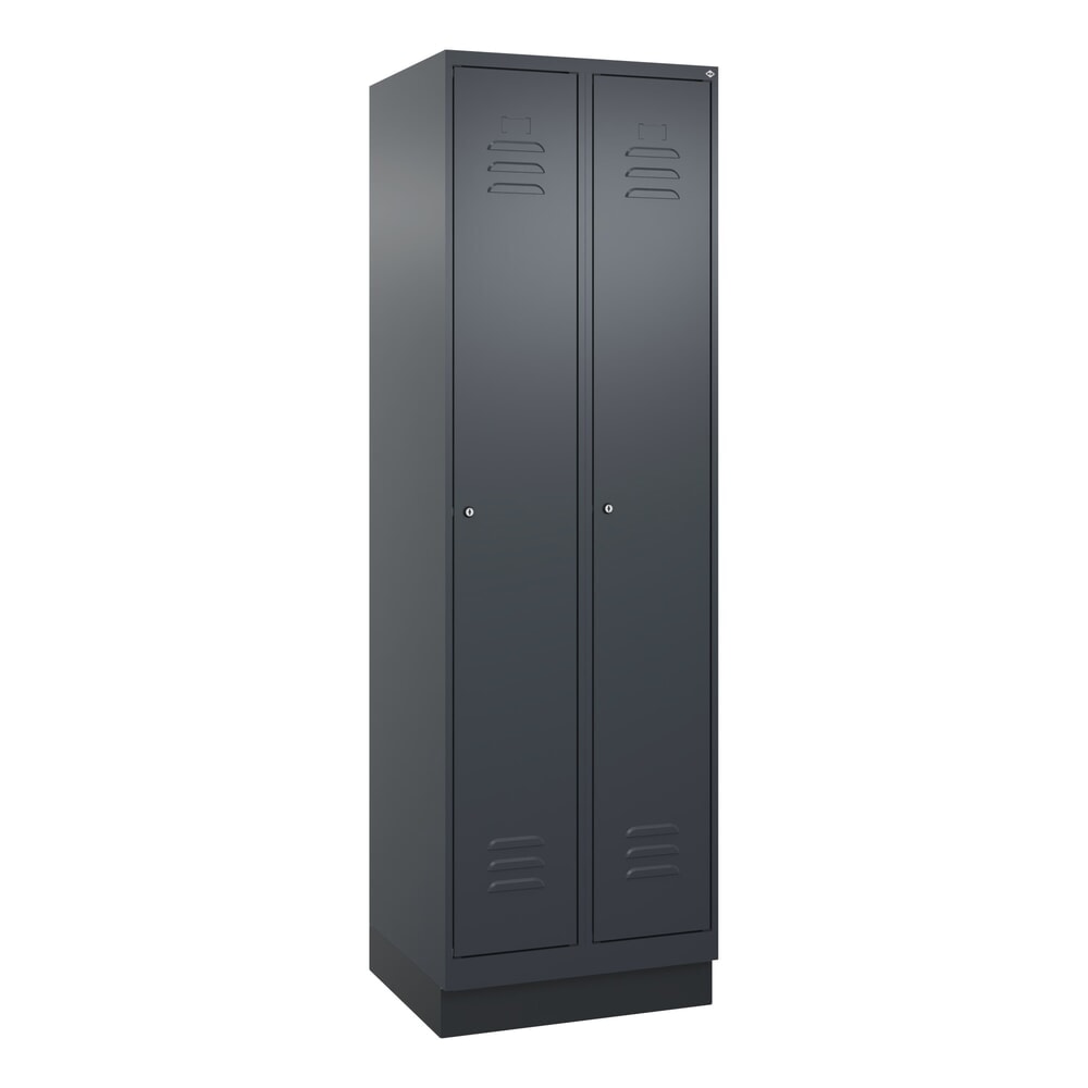 Produktabbildung Nr. 9: C+P Spind Classic PLUS, Sockel, 2 Abteile, HxBxT 1.950 x 600 x 500 mm, anthrazitgrau, anthrazitgrau, Zylinderschloss, mit Mitteltrennwand
