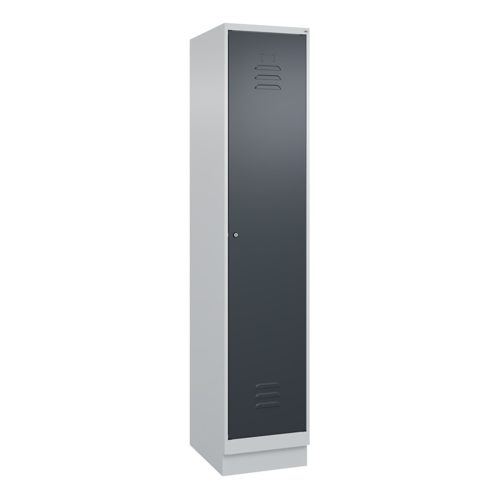 Produktabbildung: C+P Spind Classic PLUS, Sockel, 1 Abteil, HxBxT 1.950 x 400 x 500 mm, lichtgrau, anthrazitgrau, Zylinderschloss, ohne Mitteltrennwand