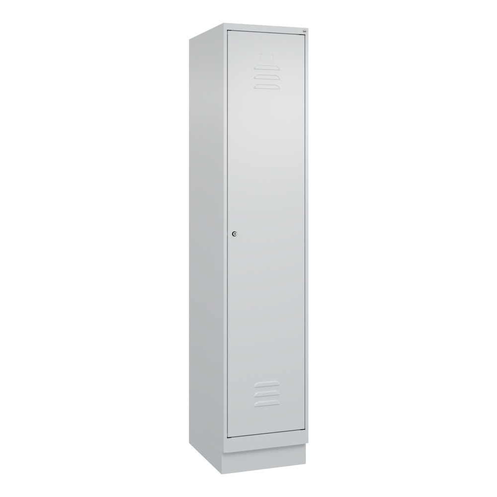 Produktabbildung: C+P Spind Classic PLUS, Sockel, 1 Abteil, HxBxT 1.950 x 400 x 500 mm, lichtgrau, lichtgrau, Zylinderschloss, ohne Mitteltrennwand