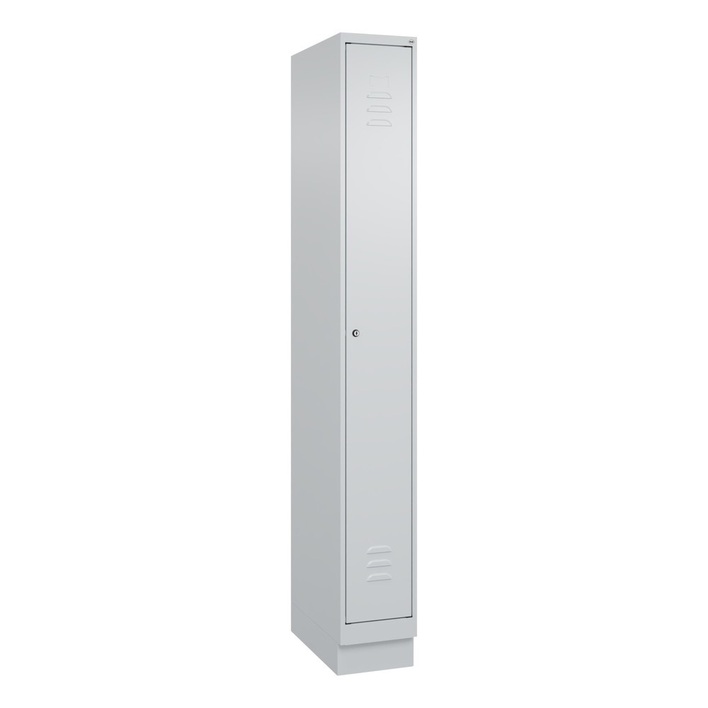 Produktabbildung: C+P Spind Classic PLUS, Sockel, 1 Abteil, HxBxT 1.950 x 250 x 500 mm, lichtgrau, lichtgrau, Zylinderschloss, ohne Mitteltrennwand