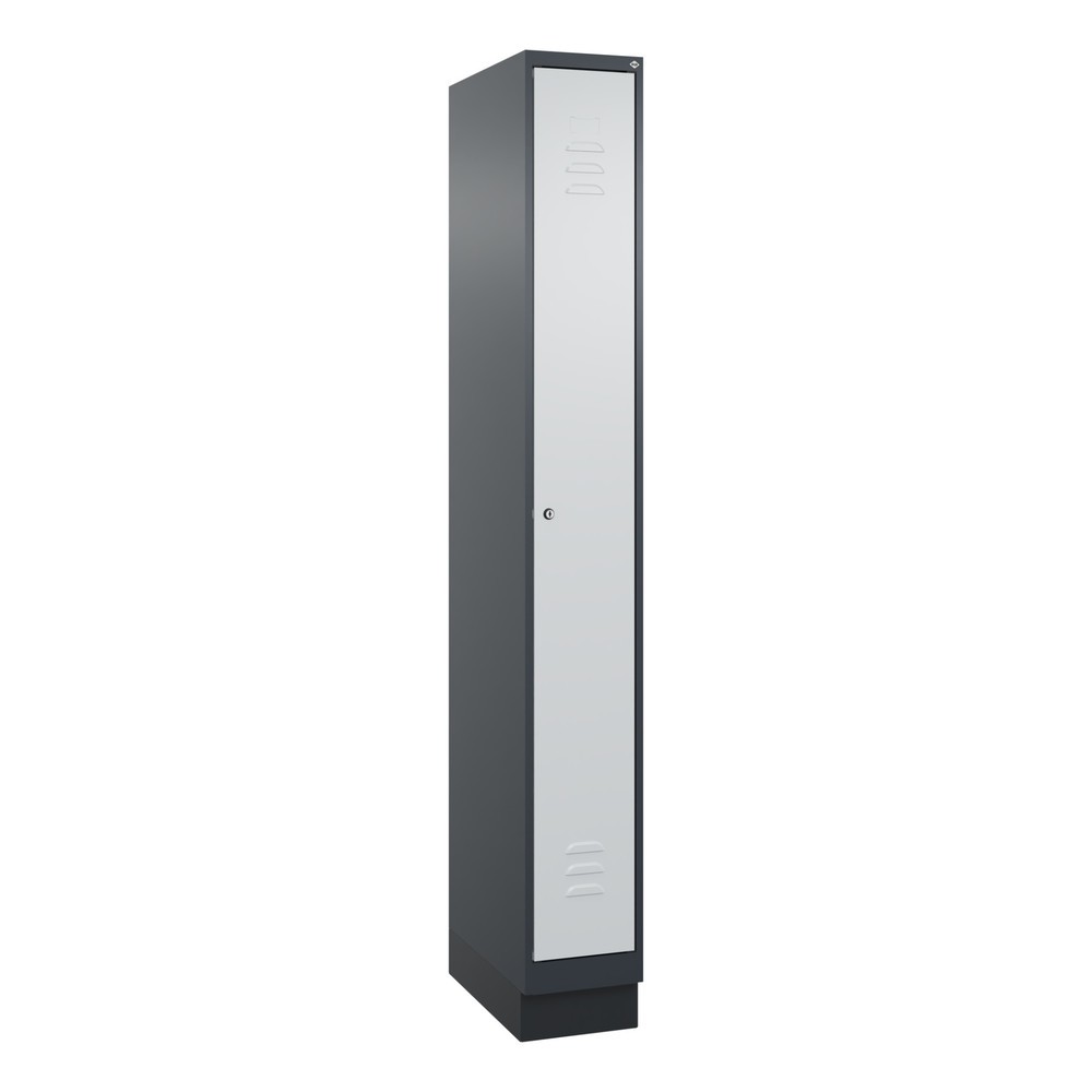 Produktabbildung: C+P Spind Classic PLUS, Sockel, 1 Abteil, HxBxT 1.950 x 250 x 500 mm, anthrazitgrau, lichtgrau, Zylinderschloss, ohne Mitteltrennwand