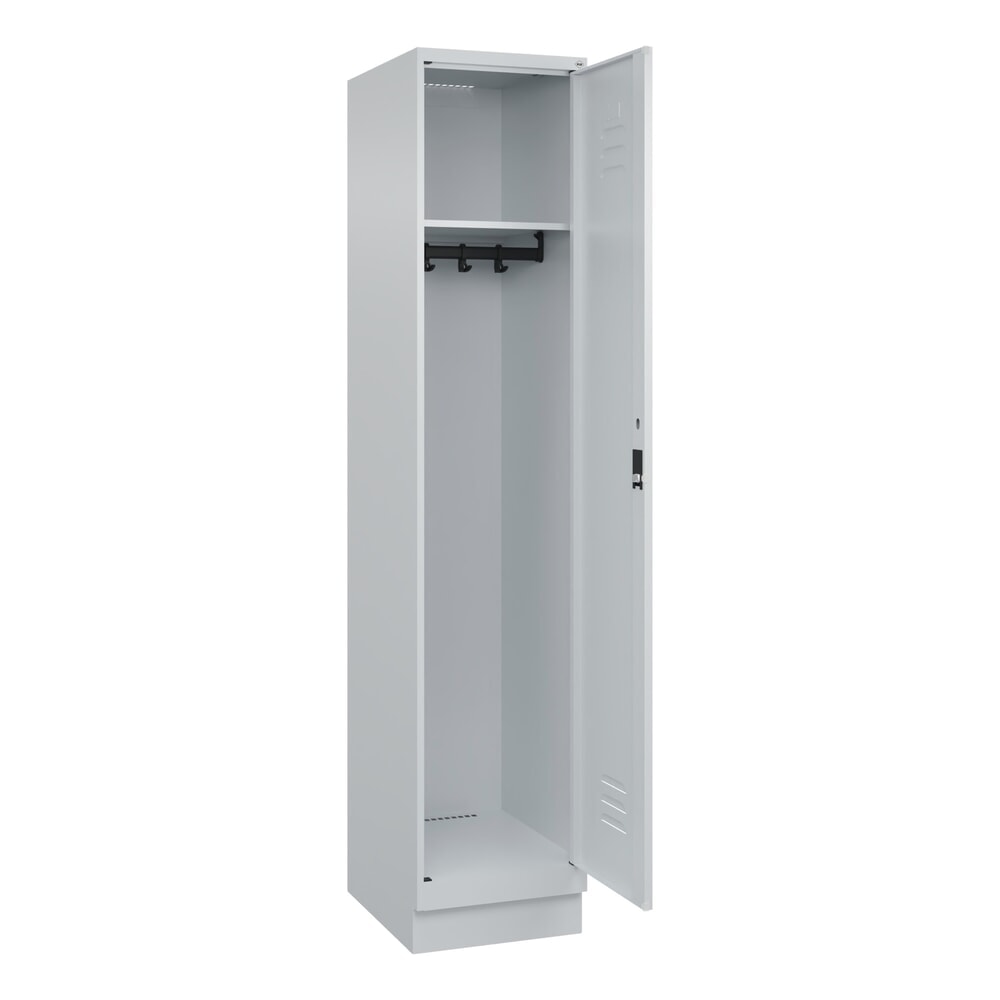 Produktabbildung: C+P Spind Classic PLUS, Sockel, 1 Abteil, HxBxT 1.950 x 400 x 500 mm, lichtgrau, lichtgrau, Zylinderschloss, ohne Mitteltrennwand