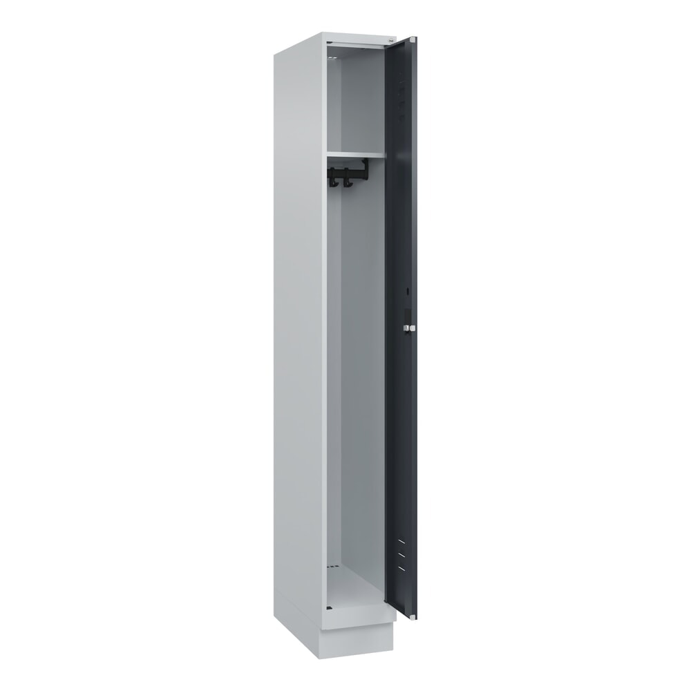 Produktabbildung: C+P Spind Classic PLUS, Sockel, 1 Abteil, HxBxT 1.950 x 250 x 500 mm, lichtgrau, anthrazitgrau, Zylinderschloss, ohne Mitteltrennwand