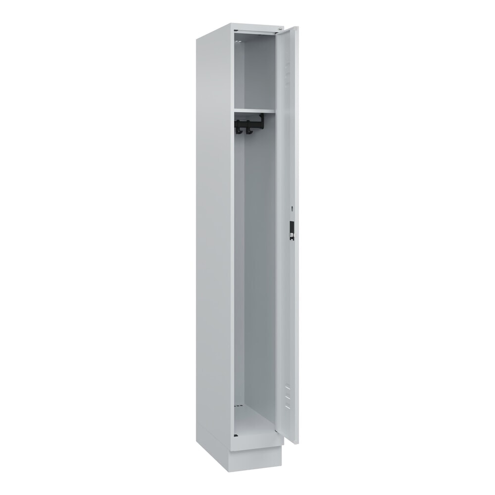 Produktabbildung: C+P Spind Classic PLUS, Sockel, 1 Abteil, HxBxT 1.950 x 250 x 500 mm, lichtgrau, lichtgrau, Zylinderschloss, ohne Mitteltrennwand