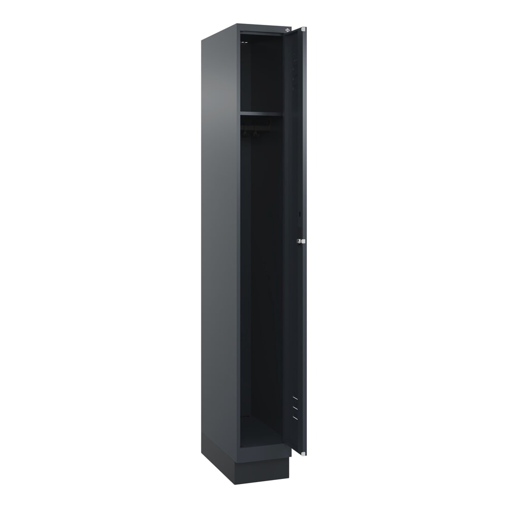 Produktabbildung: C+P Spind Classic PLUS, Sockel, 1 Abteil, HxBxT 1.950 x 250 x 500 mm, anthrazitgrau, anthrazitgrau, Zylinderschloss, ohne Mitteltrennwand