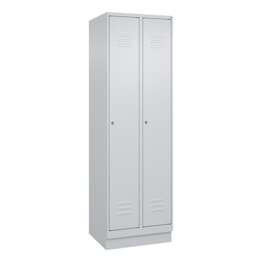 Produktabbildung Nr. 9: C+P Spind Classic PLUS, Sockel, 2 Abteile, HxBxT 1.950 x 600 x 500 mm, lichtgrau, lichtgrau, Zylinderschloss, ohne Mitteltrennwand