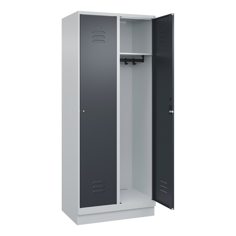 Produktabbildung: C+P Spind Classic PLUS, Sockel, 2 Abteile, HxBxT 1.950 x 800 x 500 mm, lichtgrau, anthrazitgrau, Zylinderschloss, ohne Mitteltrennwand