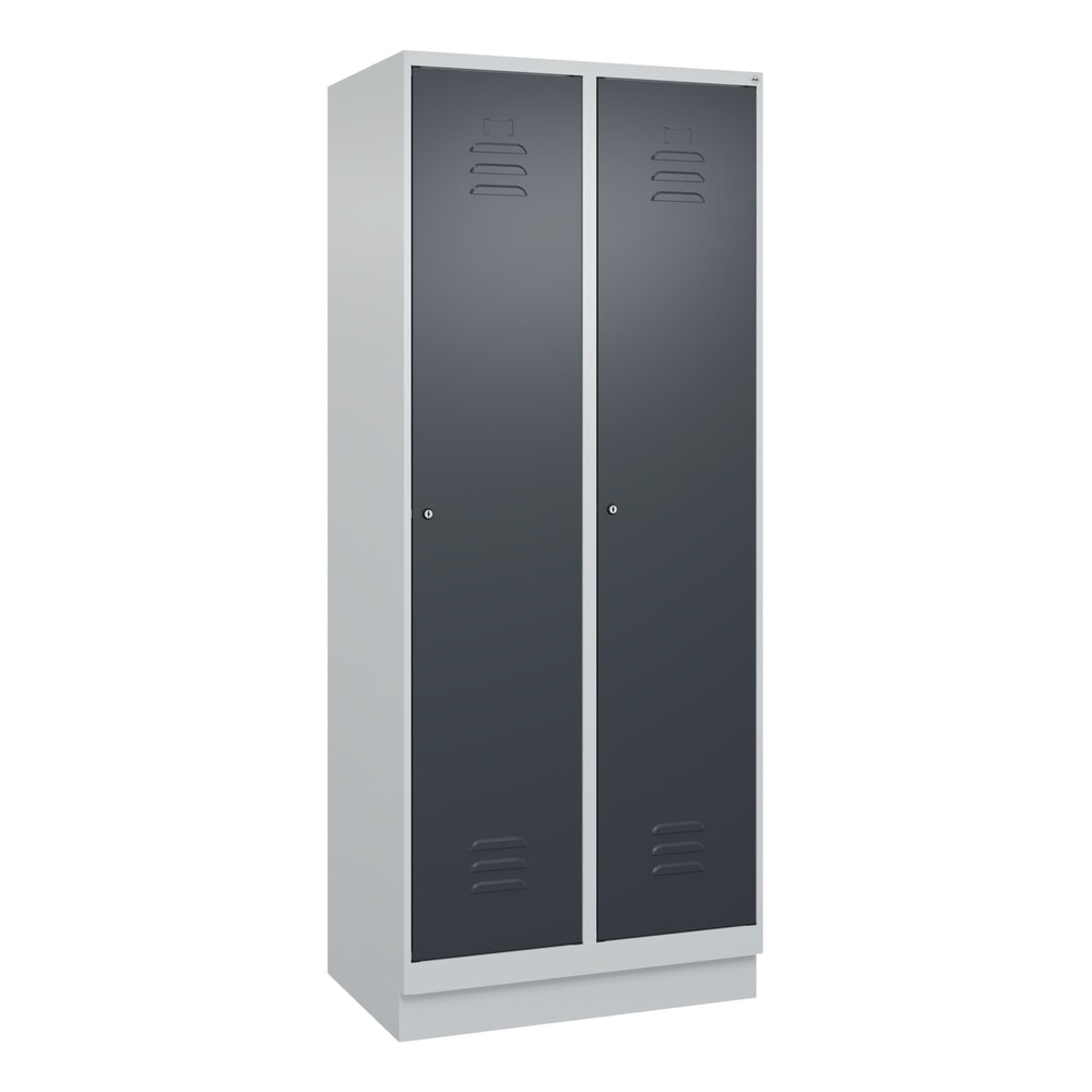 Produktabbildung Nr. 9: C+P Spind Classic PLUS, Sockel, 2 Abteile, HxBxT 1.950 x 800 x 500 mm, lichtgrau, anthrazitgrau, Zylinderschloss, ohne Mitteltrennwand