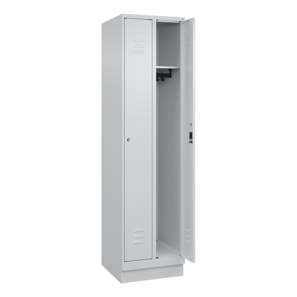 Produktabbildung Nr. 1: C+P Spind Classic PLUS, Sockel, 2 Abteile, HxBxT 1.950 x 500 x 500 mm, lichtgrau, lichtgrau, Zylinderschloss, ohne Mitteltrennwand