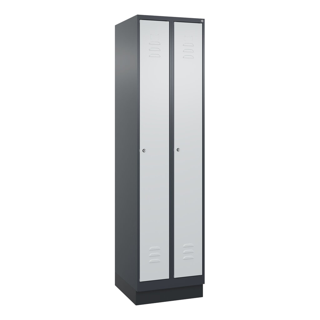 Produktabbildung Nr. 9: C+P Spind Classic PLUS, Sockel, 2 Abteile, HxBxT 1.950 x 500 x 500 mm, anthrazitgrau, lichtgrau, Zylinderschloss, ohne Mitteltrennwand
