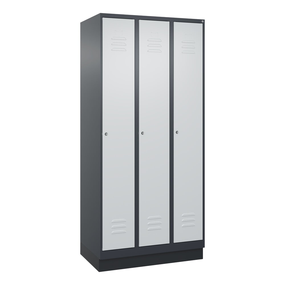 Produktabbildung Nr. 9: C+P Spind Classic PLUS, Sockel, 3 Abteile, HxBxT 1.950 x 900 x 500 mm, anthrazitgrau, lichtgrau, Zylinderschloss, ohne Mitteltrennwand