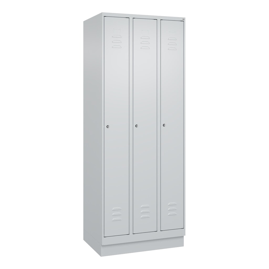 Produktabbildung Nr. 9: C+P Spind Classic PLUS, Sockel, 3 Abteile, HxBxT 1.950 x 750 x 500 mm, lichtgrau, lichtgrau, Zylinderschloss, ohne Mitteltrennwand