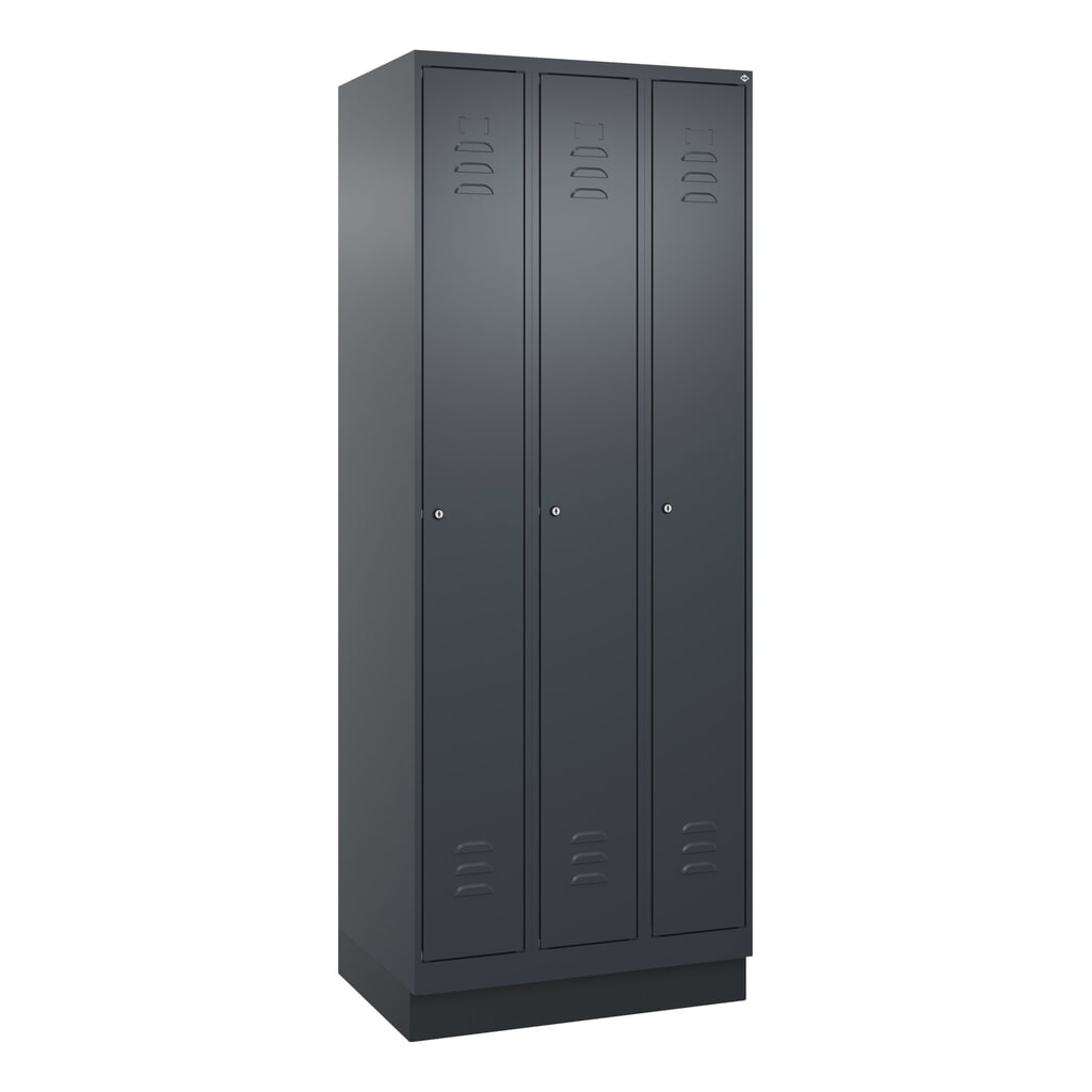 Produktabbildung Nr. 9: C+P Spind Classic PLUS, Sockel, 3 Abteile, HxBxT 1.950 x 750 x 500 mm, anthrazitgrau, anthrazitgrau, Zylinderschloss, ohne Mitteltrennwand