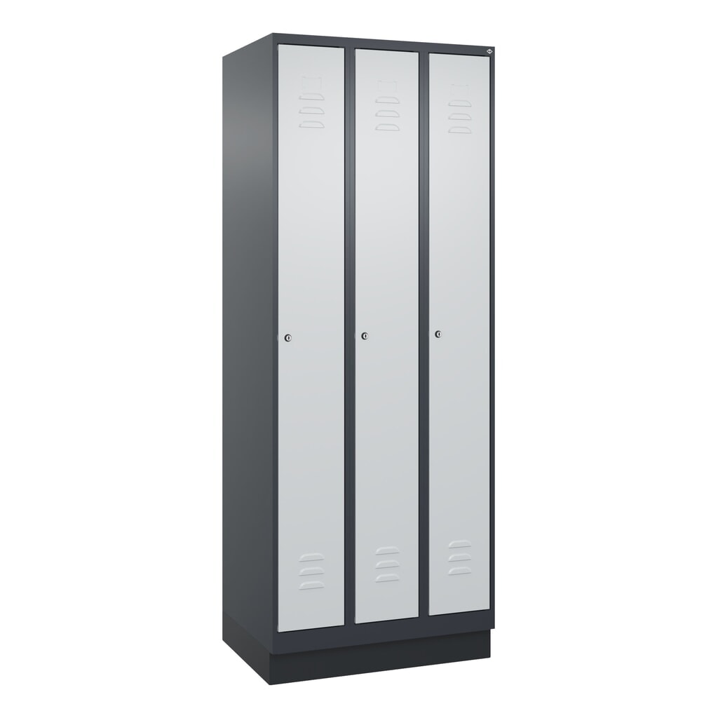C+P Spind Classic PLUS, Sockel, 3 Abteile, HxBxT 1.950 x 750 x 500 mm, anthrazitgrau, lichtgrau, Zylinderschloss, ohne Mitteltrennwand Produktabbildung Nr. 9: C+P Spind Classic PLUS, Sockel, 3 Abteile, HxBxT 1.950 x 750 x 500 mm, anthrazitgrau, lichtgrau, Zylinderschloss, ohne Mitteltrennwand